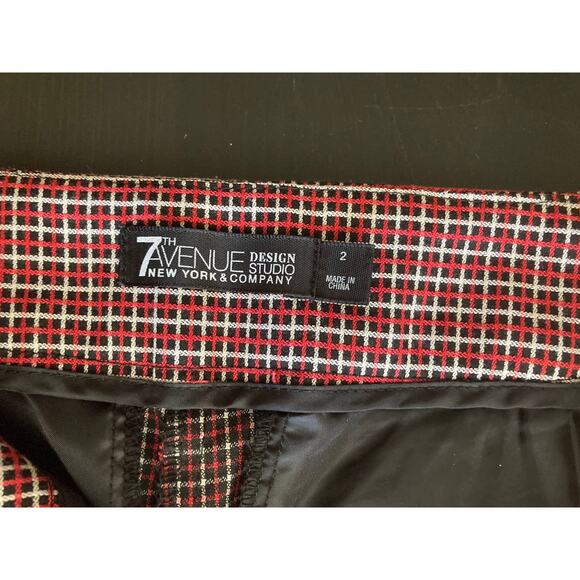 New York & Co High Waisted Ankle Stretch Red Plaid Pants Sz2 - Picture 5 of 12
